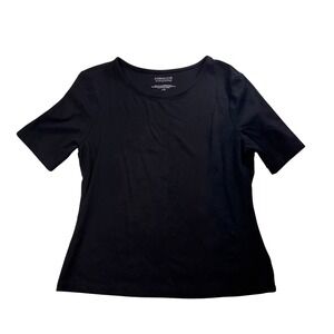 Adrienne Vittadini Black Short Sleeve Top Womens Size L/G stretch EUC work